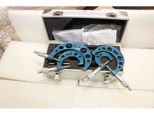 FREUTEK SDM0055 Set von 4x millesimalen externen Mikrometern 0–100 x 0,001 mm