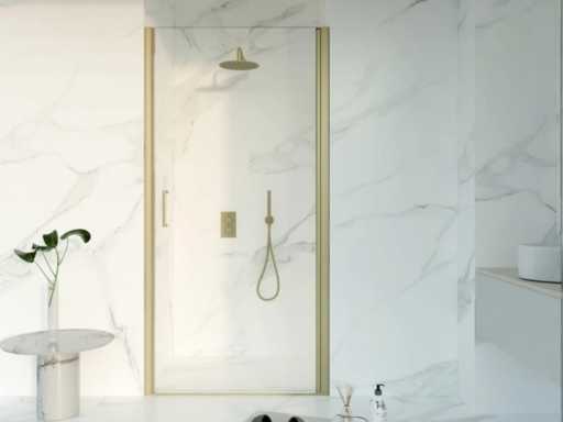 Douchedeur easy clean geborsteld messing 70x200 cm