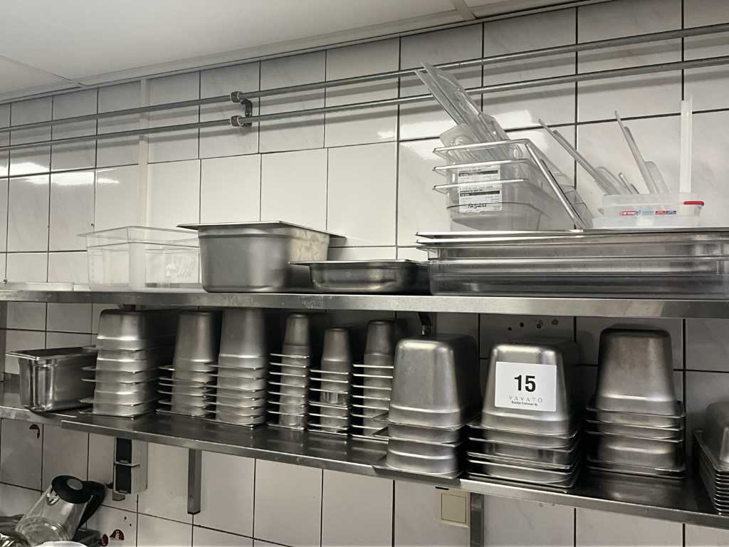 Approx. 75 various stainless steel GastroNorm containers
