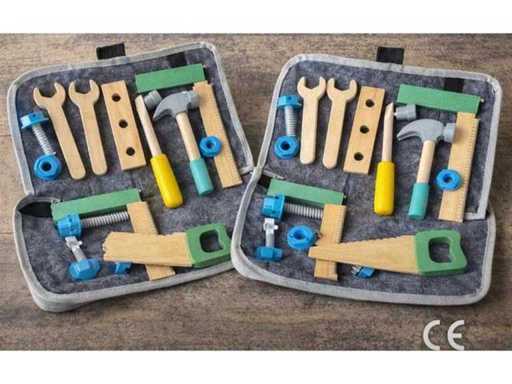 Set di 20 cassette per attrezzi in legno per bambini – 10 accessori inclusi – Conforme agli standard europei