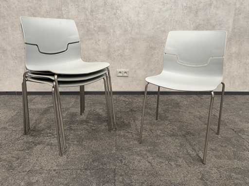 4x Gaber Slot - nestelbare kantinestoel - blauw/grijs