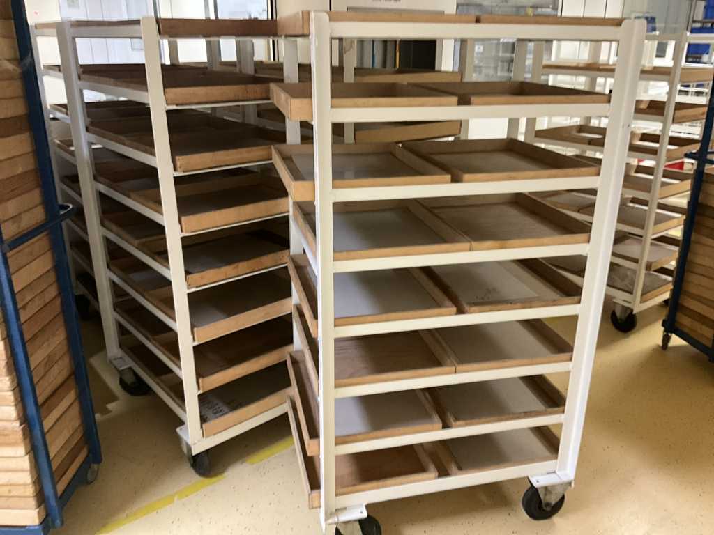 5 metal transport trolleys with contents