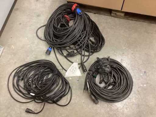 Cable de extensión de goma de alta calidad con toma simple y múltiple, 3 piezas de 25 metros de longitud, simple; 3 piezas de 10 metros de largo, sencillas; 3 piezas de 10 metros de largo, triple