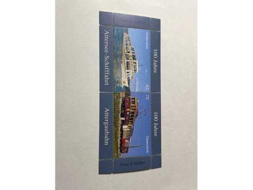 Timbres Autriche - 100 ans de navigation sur le lac Attersee | Chemin de fer de l’Attergau