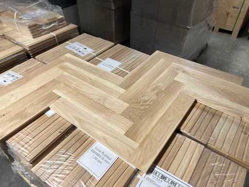 Parquet Floor 56m2 Massive Oak Herringbone 408x68x16mm