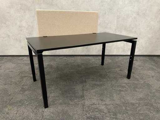Height adjustable desk 160x80 black beige