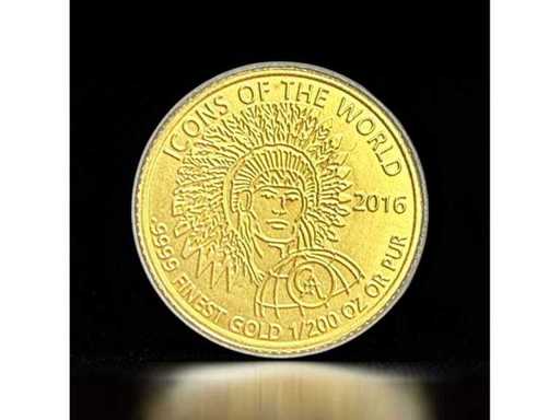 1/200 ounce Indian Head 2016 Rwanda 10 FRW .9999 Fijn Gouden Munt in blisterkaart | GRATIS VERZENDING DOOR DE HELE EU