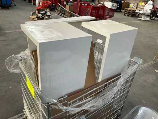 Lage bijzettafels/meubels (3x) in draadstalen mand