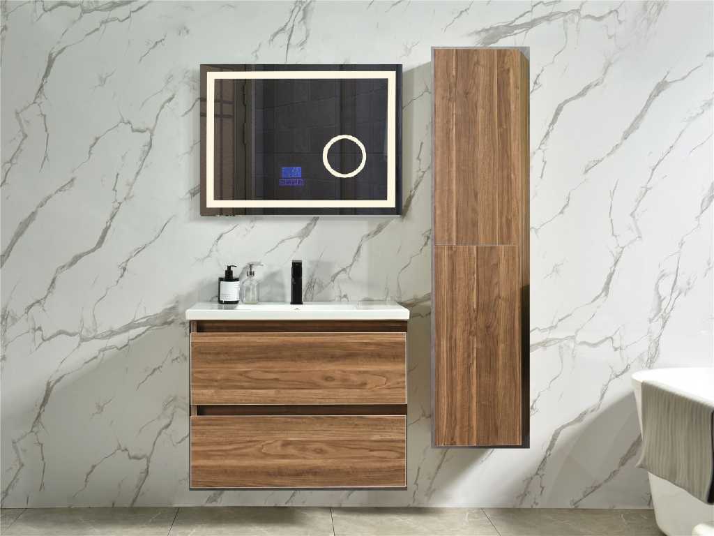 Bathroom furniture E dark brown oak 80 cm Bluetooth mirror