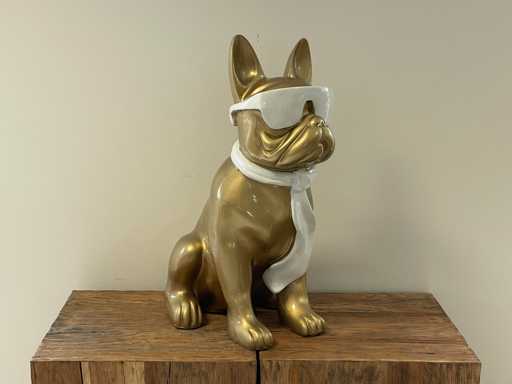 Franse Bulldogs met bril H60cm Goud/Wit