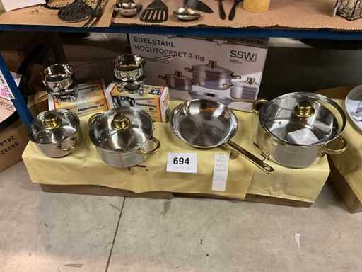 7-piece cooking pot set SSW +2x sauce warmer GSW