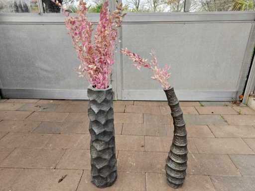 Set exclusiv de 2 vaze din fibră de sticlă cu flori artificiale decorative