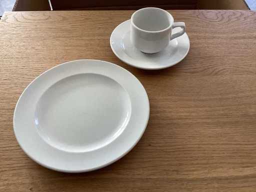 Plato, taza y plato de desayuno 8x, blanco