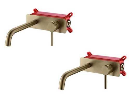 2x Mawialux inbouw muurkraan - geborsteld goud