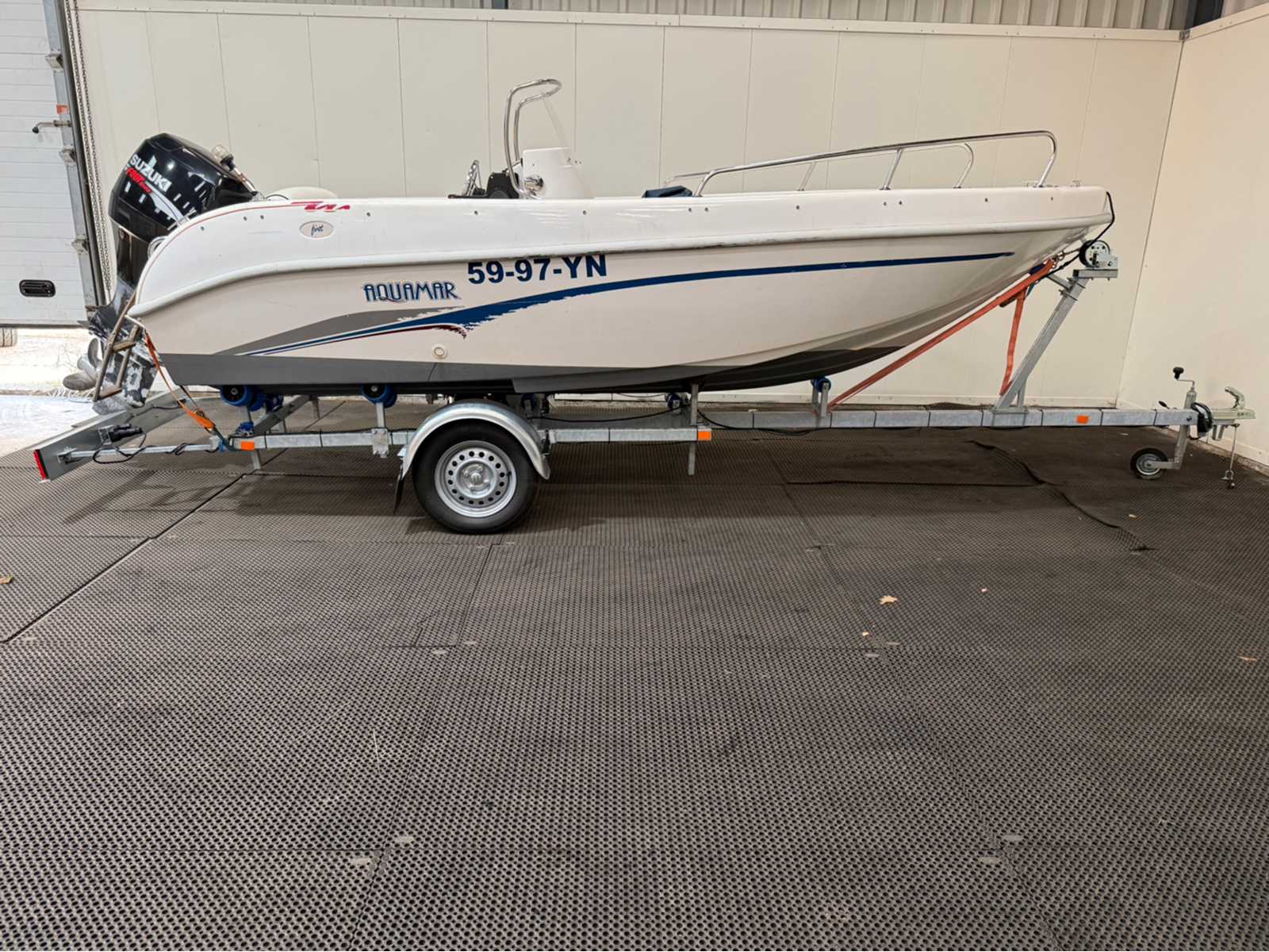 Aquamar – First – Suzuki 60 HP – including trailer – Console boat and fishing boat –
