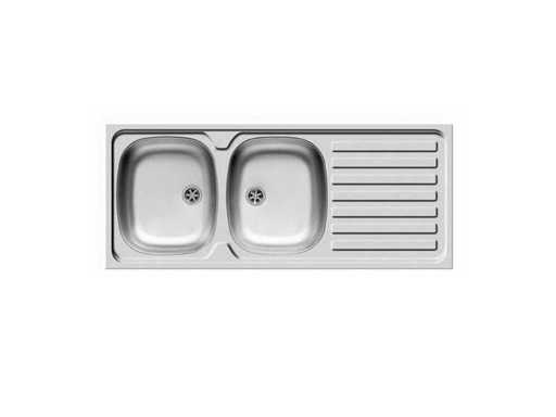 Nord Inox Sink top 2 miski + płyta odpływająca 120x50cm stal nierdzewna - Zlew
