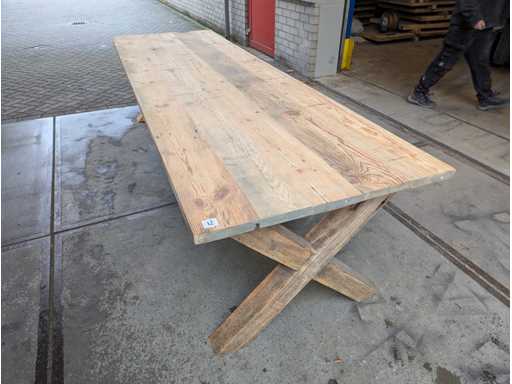 Tavolo da pranzo in pino vecchio 300x95cm