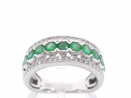 Inel de aur alb cu diamant smarald