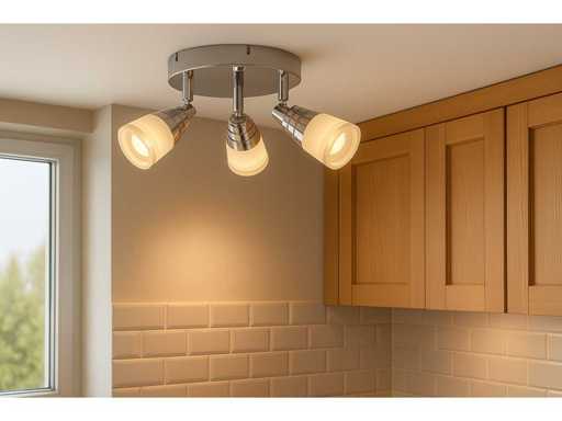 6 x LED Plafondlamp – 3 Spots – 3 x 5W – 4000K Neutraal Wit – Zilver – DI01