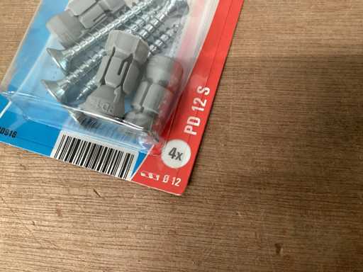 Fischer 90916 fichière murale creuse PD12 avec vis, 4 pièces (80x)