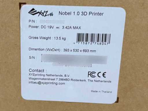XYZprinting - Imprimante laser UV SLA 3D - Nobel 1.0 - Nouvel emballage original (appareil 1/3)