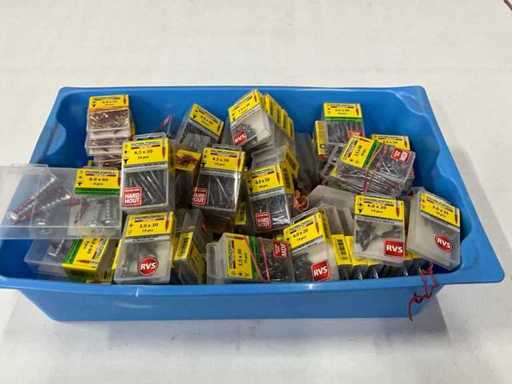 Rotadrill Assorti diverse schroeven RVS, messing en verzinkt (100x)