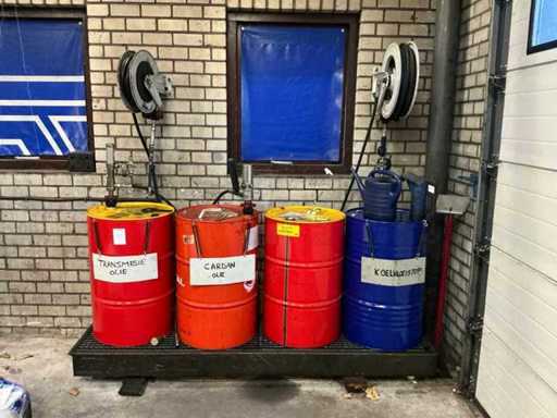 Lekbak met 2 pompen en 2 slanghaspels