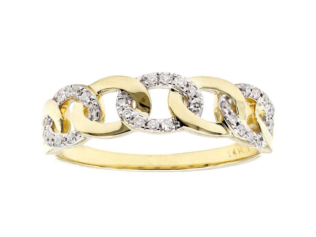 14 karaats geelgouden ring met natuurlijke diamanten