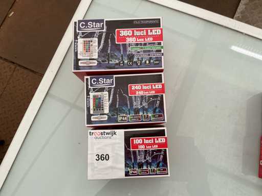 C.Star. Schutzart IP44. Innen- / Außenbereich, Weihnachts-LED-Beleuchtung. (3-fach)