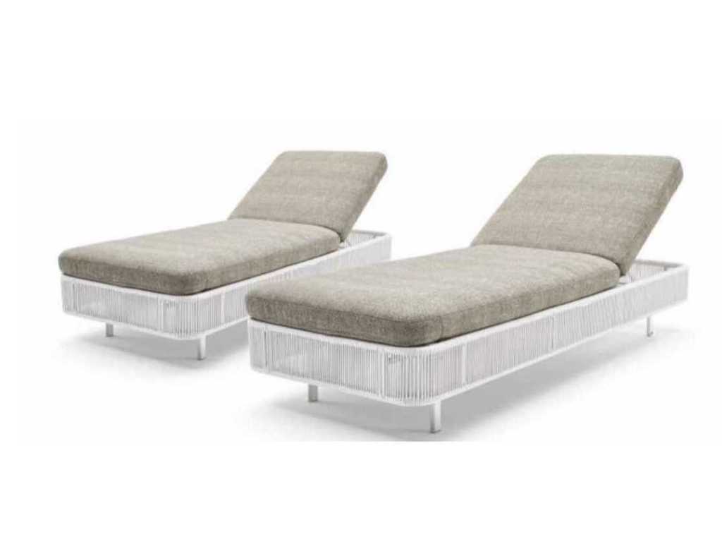 Ligbeddenset  3-delig - Wicker - Wit + zand