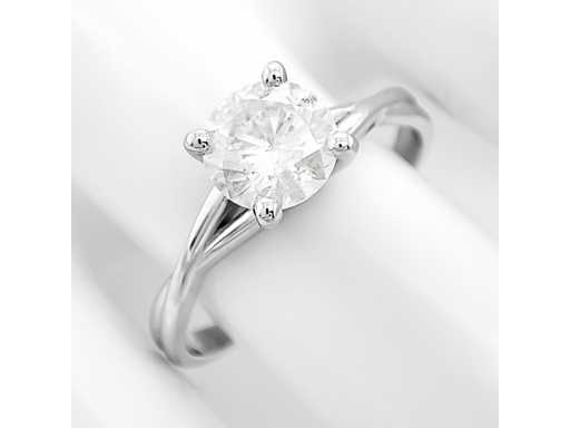 14 krt wit gouden ring met natuurlijke diamant 1,00 crt