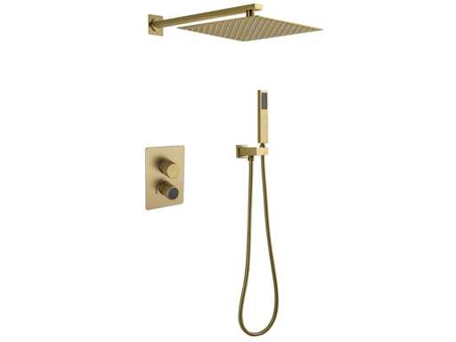 Mawialux Douche à effet pluie encastrable - affichage numérique - or brossé