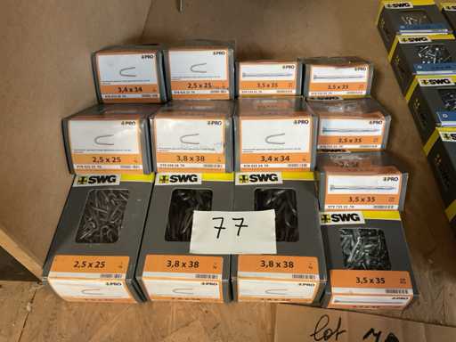 Boxes of steel nails and staples