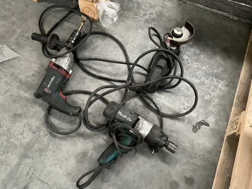 Haakse slijper METABO + Boormachines (2x)