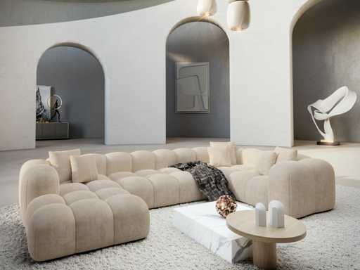 Canapé panoramique gauche- velours crème