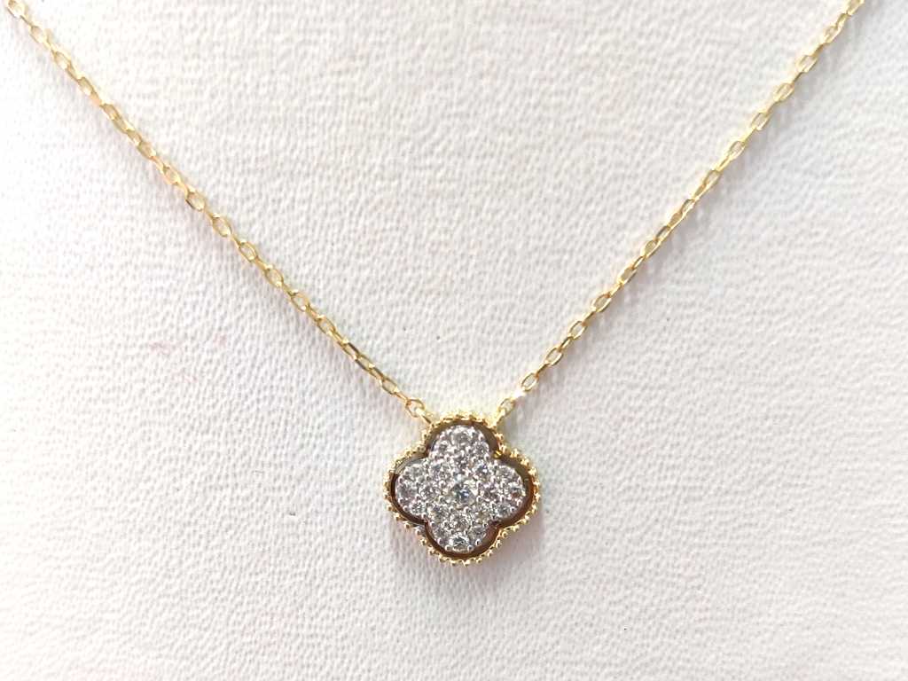 Collier en or jaune 18 carats avec pendentif avec diamant naturel