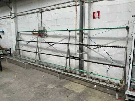 Estructura de rodillos para almacenamiento de ventanas