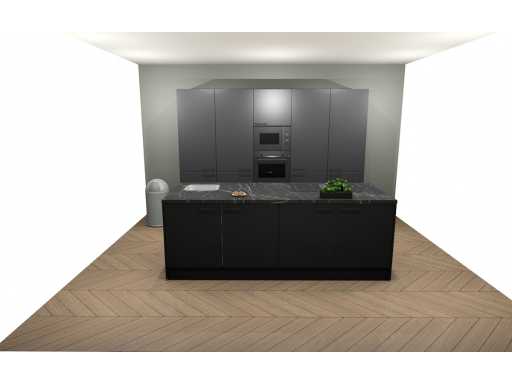 Häcker Concept130 Topsoft black matt island