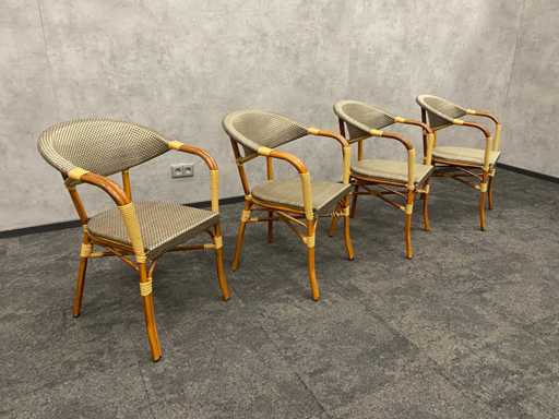 - 4x chaise de terrasse en rotin