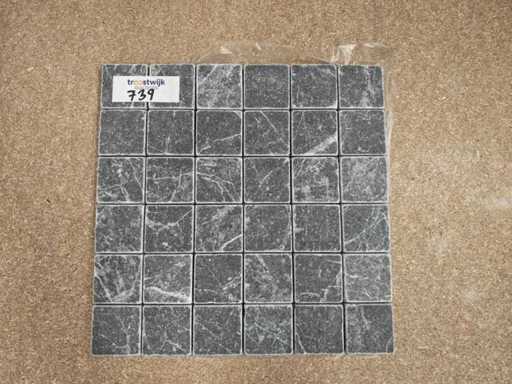 Marbre en pierre naturelle en marbre noir 5x5 cm Carrelage mosaïque 30x30 cm 29 pièces