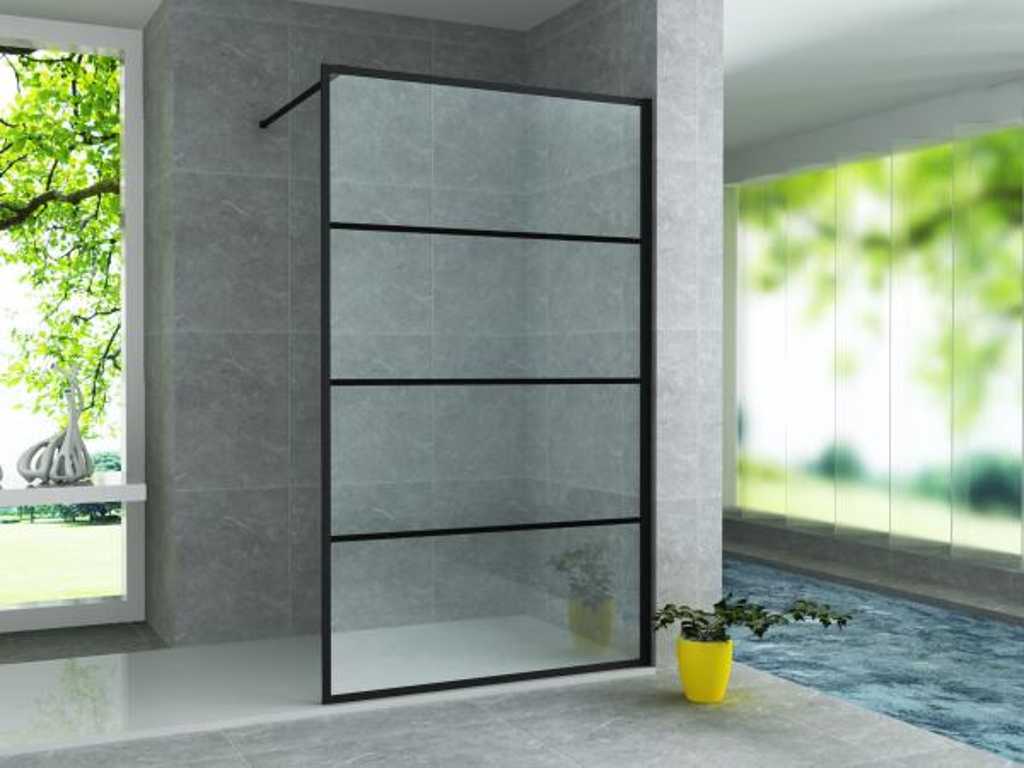 PAROI DE DOUCHE À L’ITALIENNE GRILLE NOIR MAT 140X200CM - Paroi de douche et de baignoire