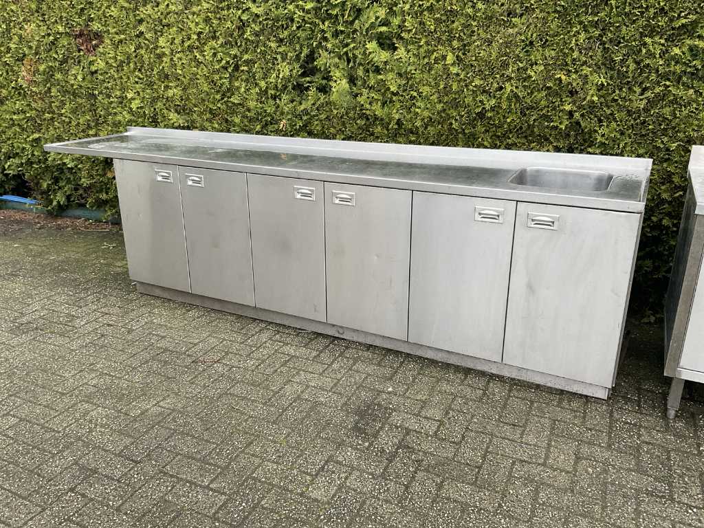 Stainless steel work table with base cabinet