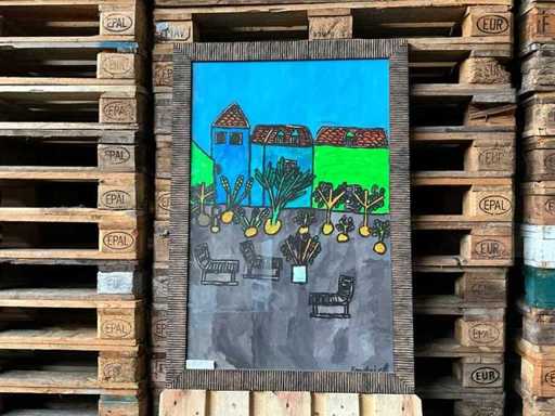 Bemalen von 'grauem Quadrat' Acryl auf Papier 100x65 cm