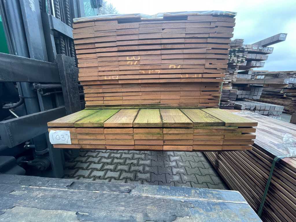 Lames de bois dur en teck de Guyane rabotées 21x145mm, longueur 85cm à 125cm (152x)
