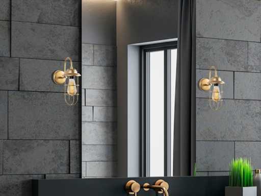 Gouden metalen wandlamp (x2)