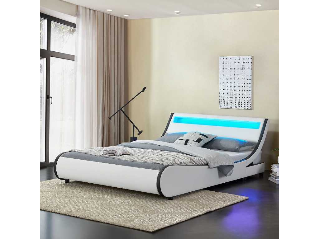 Upholstered bed 140x200 cm with LED lighting