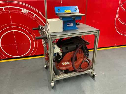 ASSFALG AF 165 deburring machine with FLEX suction on transport trolley