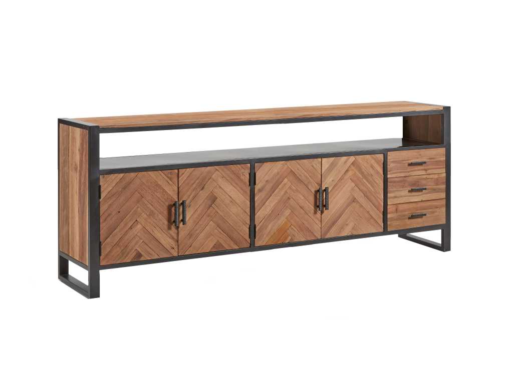 Assembled sideboard ALICANTE 220 cm in solid wood