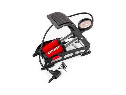 Foot pump with pressure gauge - double piston - 0-11 Bar