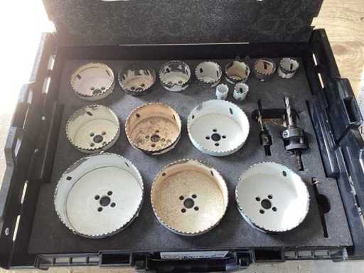 Juego de perforación de agujeros, sierras cilíndricas bimetálicas HSS en caja FÖRCH Varo idénticas a las Sortimo L-Boxx